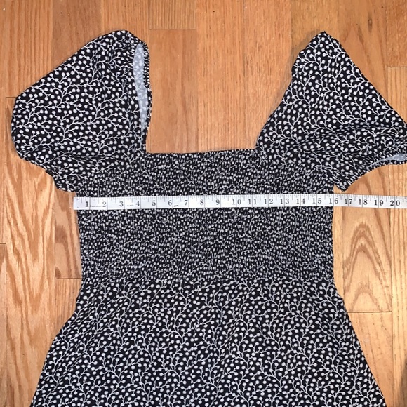 French Connection Elao Verona Crepe Black Multi Print Midi Smock Dress 12 - Picture 7 of 9